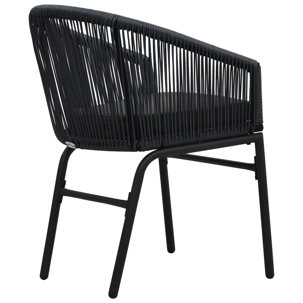 vidaXL Gartenstühle 2 Stk. Schwarz PE-Rattan