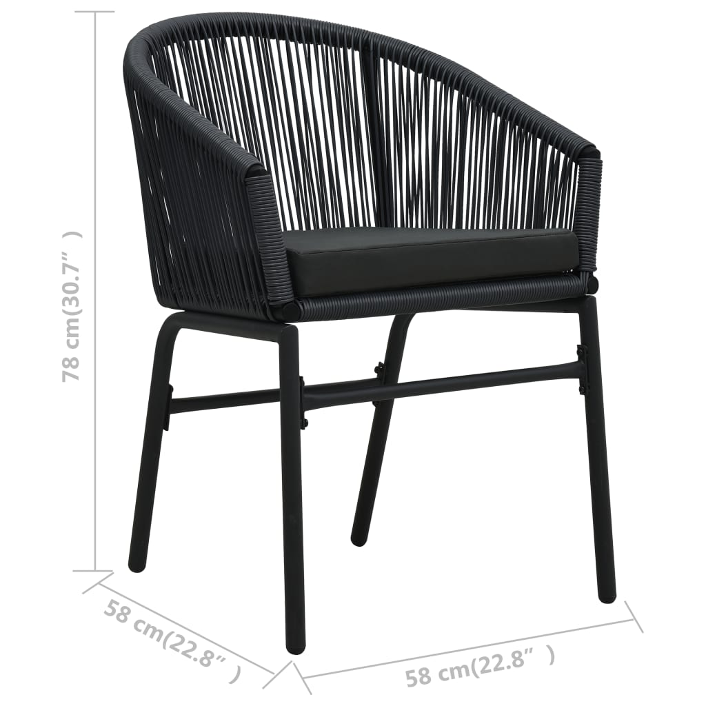 vidaXL Gartenstühle 2 Stk. Schwarz PE-Rattan