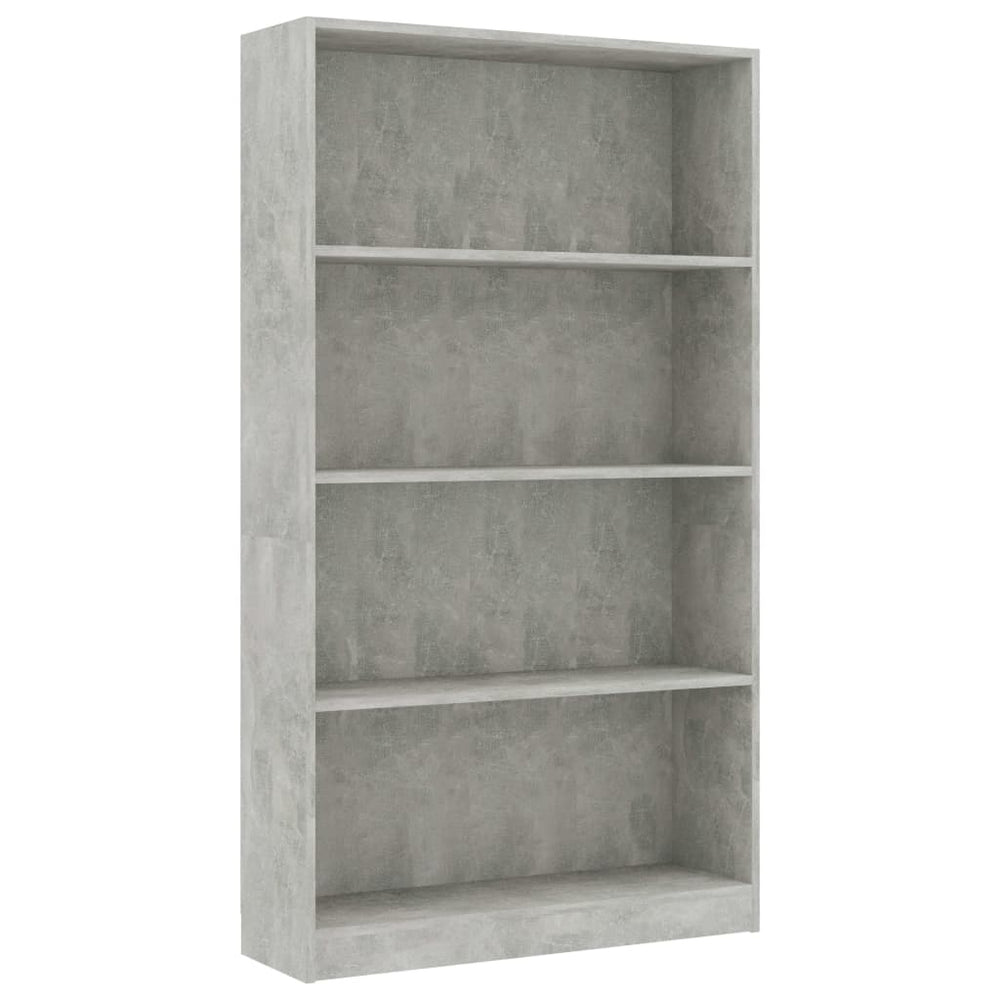 Bücherregal 4 Fächer Betongrau 80x24x142 cm Holzwerkstoff Stilecasa