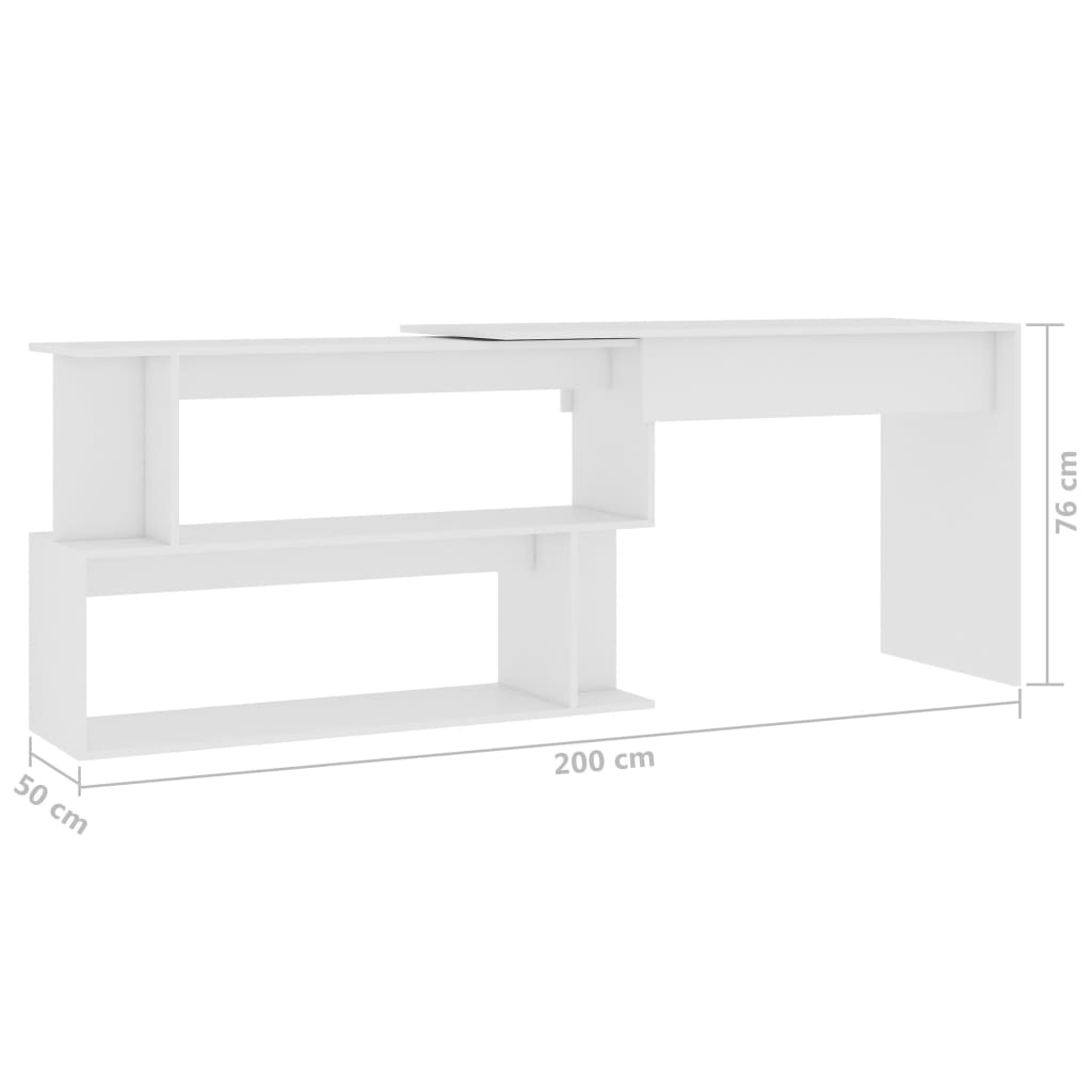 vidaXL Eckschreibtisch Weiß 200x50x76 cm Holzwerkstoff