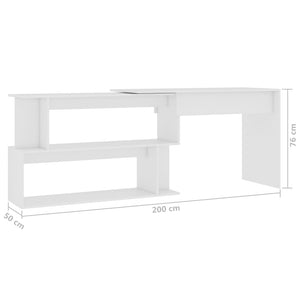 vidaXL Eckschreibtisch Weiß 200x50x76 cm Holzwerkstoff