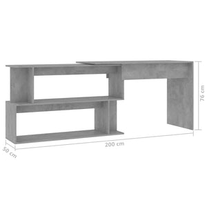 Eckschreibtisch Betongrau 200x50x76 cm Holzwerkstoff Stilecasa