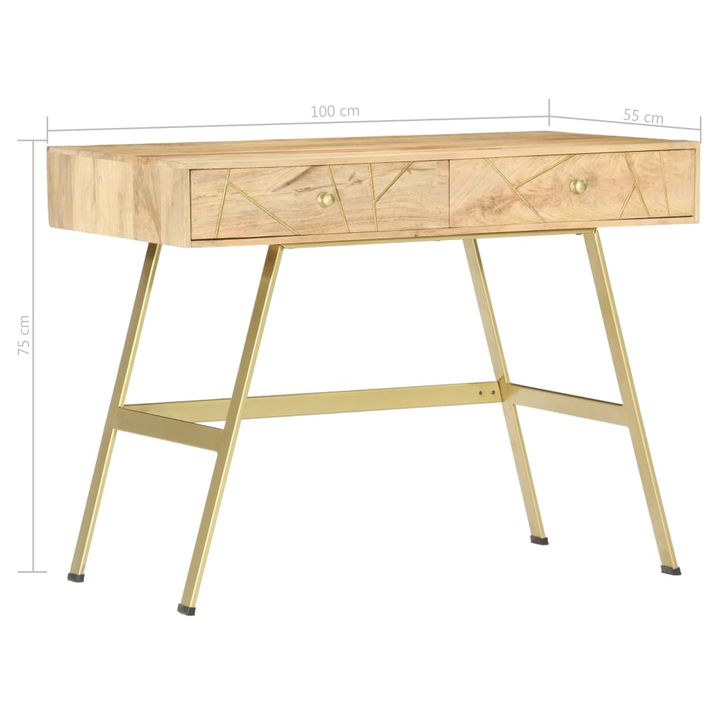 vidaXL Schreibtisch mit Schubladen 100x55x75 cm Massivholz Mango