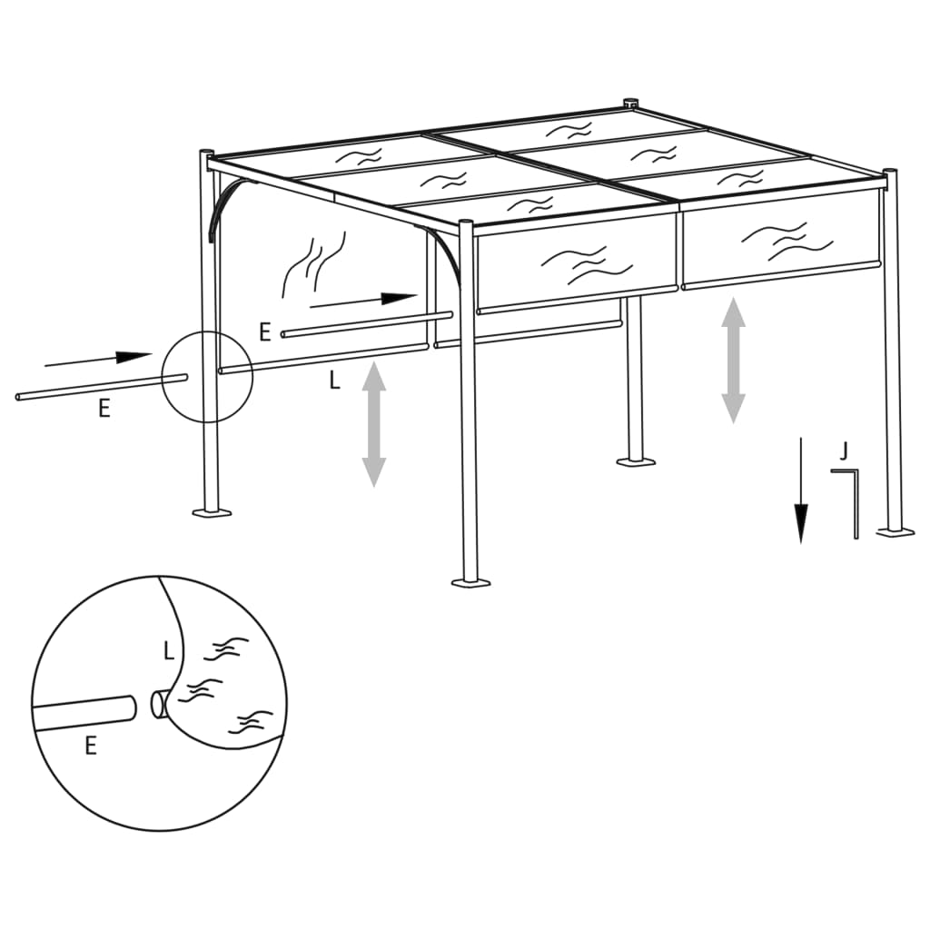 Pergola mit Verstellbarem Dach Cremeweiß 3x3 m Stahl