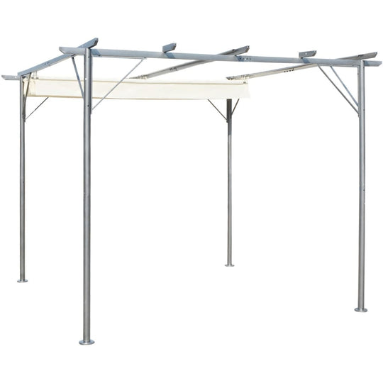 vidaXL Pergola mit Versenkbarem Dach Cremeweiß 3x3 m Stahl