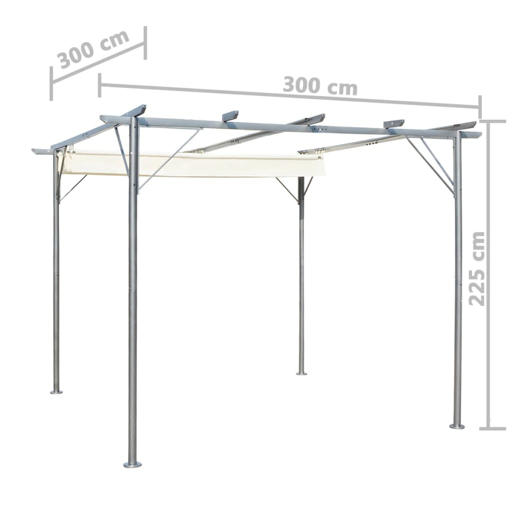 Pergola mit Versenkbarem Dach Cremeweiß 3x3 m Stahl Stilecasa