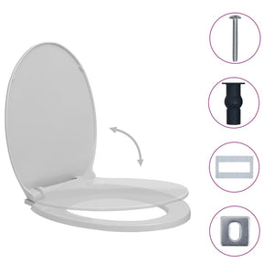 vidaXL Toilettensitz mit Absenkautomatik Quick-Release Hellgrau Oval