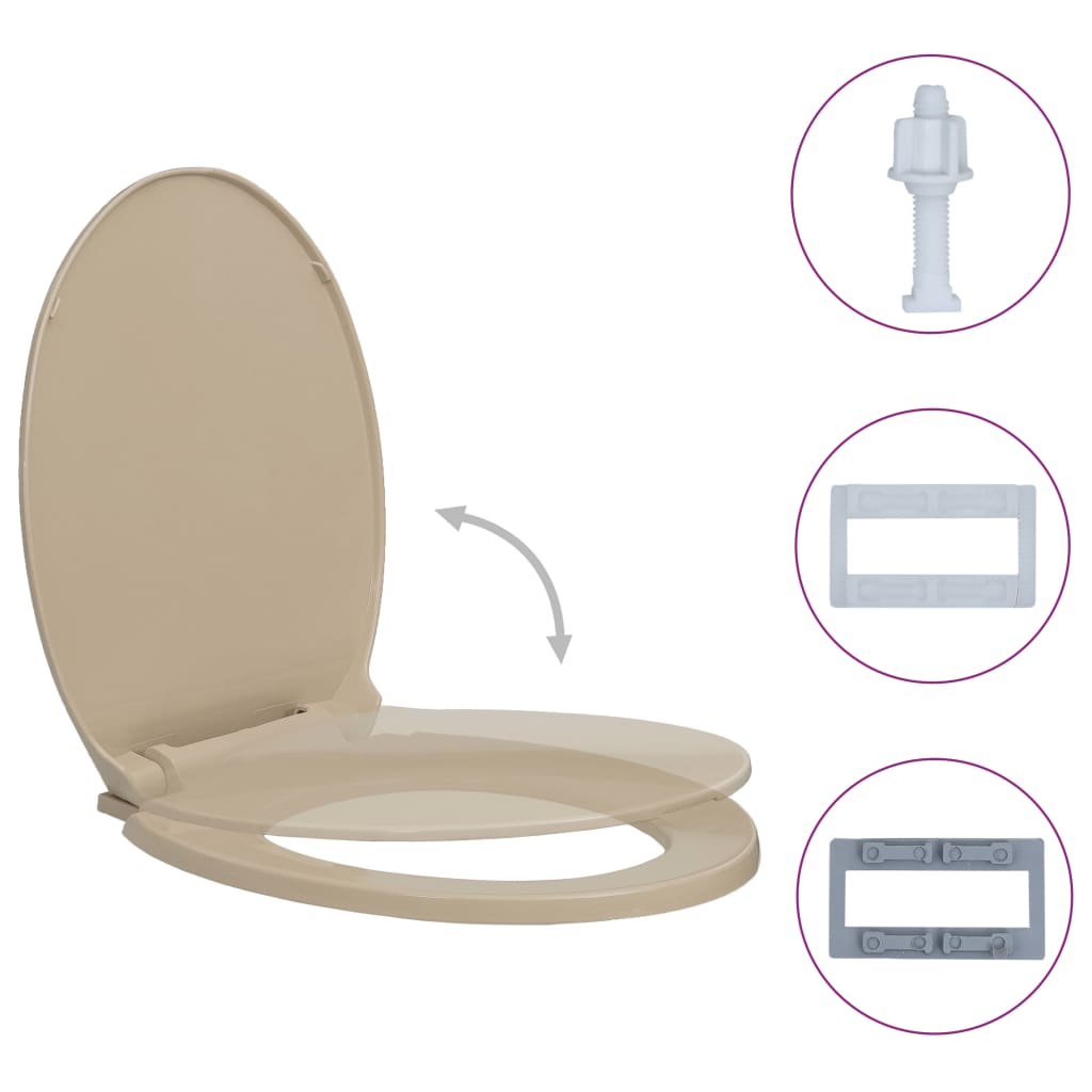 vidaXL Toilettensitz mit Absenkautomatik Beige Oval