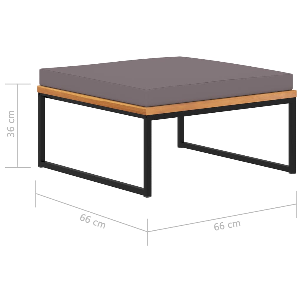 vidaXL Fußablage mit Auflage 66×66×36 cm Akazien Massivholz Dunkelgrau