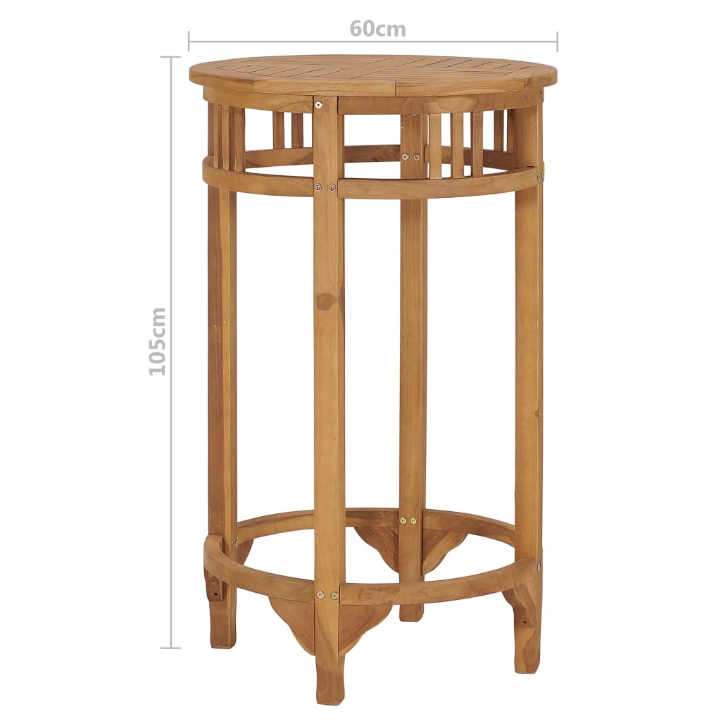 vidaXL Bartisch Ø 60 cm Massivholz Teak