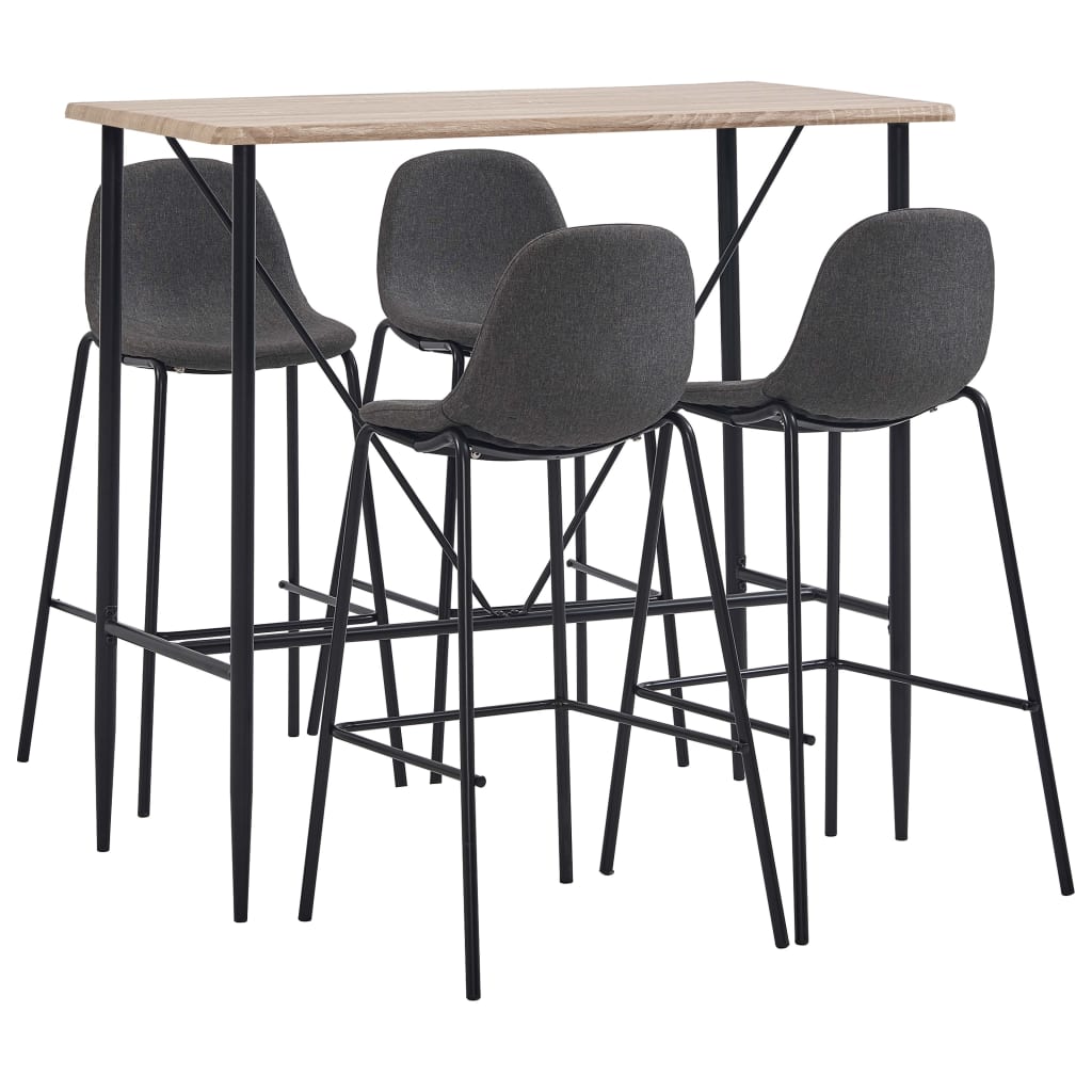 vidaXL 5-tlg. Bar-Set Stoff Dunkelgrau