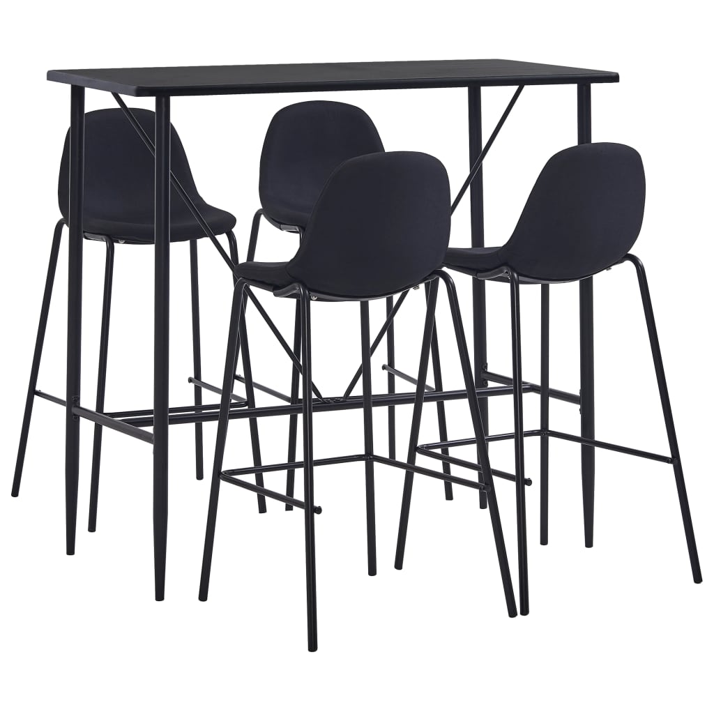 vidaXL 5-tlg. Bar-Set Stoff Schwarz