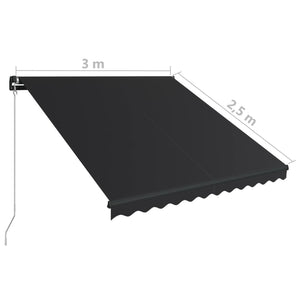 vidaXL Markise Manuell Einziehbar mit LED 300x250 cm Anthrazit