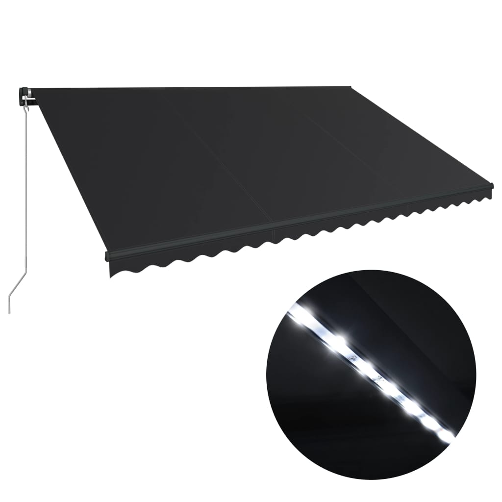 vidaXL Markise Manuell Einziehbar mit LED 500x300 cm Anthrazit