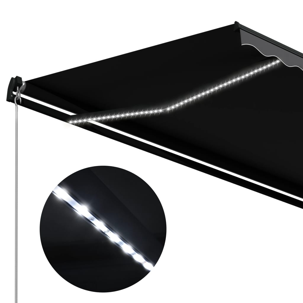 vidaXL Markise Manuell Einziehbar mit LED 500x300 cm Anthrazit