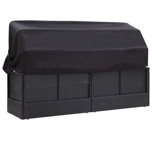 Outdoor-Sofabett mit Dach Poly-Rattan Schwarz