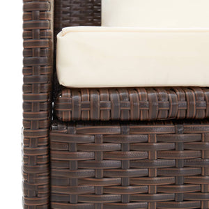 Garten-Sofabett mit Kissen Poly Rattan Braun