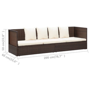 Garten-Sofabett mit Kissen Poly Rattan Braun