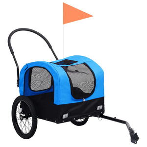 vidaXL 2-in-1 Fahrradanhänger für Hunde und Buggy Blau und Schwarz