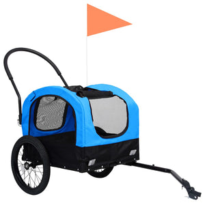 vidaXL 2-in-1 Fahrradanhänger für Hunde und Buggy Blau und Schwarz