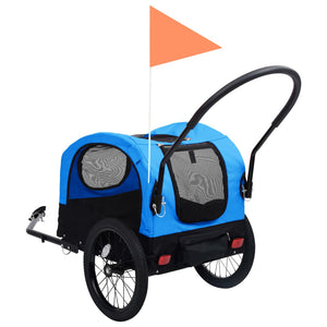 vidaXL 2-in-1 Fahrradanhänger für Hunde und Buggy Blau und Schwarz