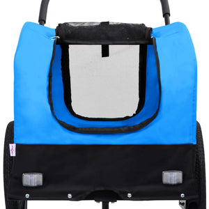 vidaXL 2-in-1 Fahrradanhänger für Hunde und Buggy Blau und Schwarz