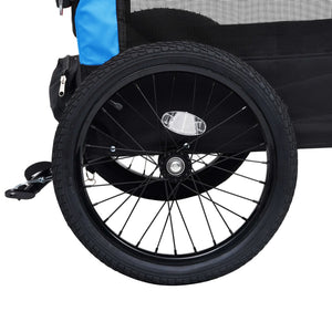 vidaXL 2-in-1 Fahrradanhänger für Hunde und Buggy Blau und Schwarz