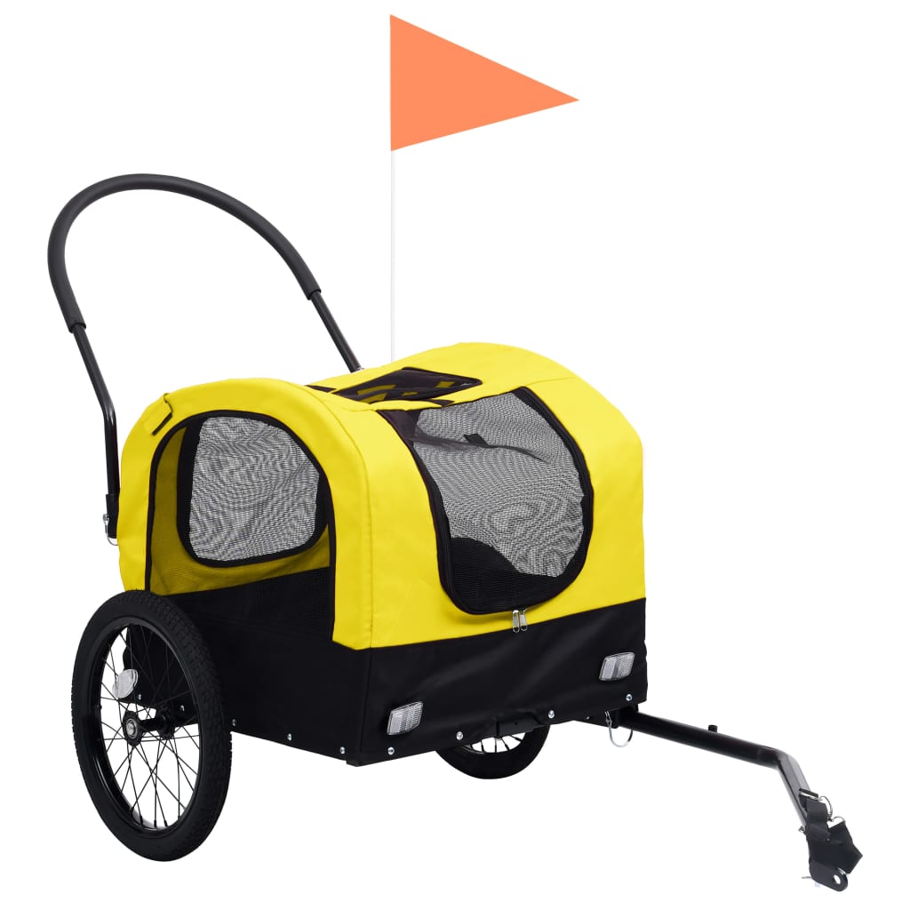 vidaXL 2-in-1 Fahrradanhänger für Hunde und Buggy Gelb und Schwarz