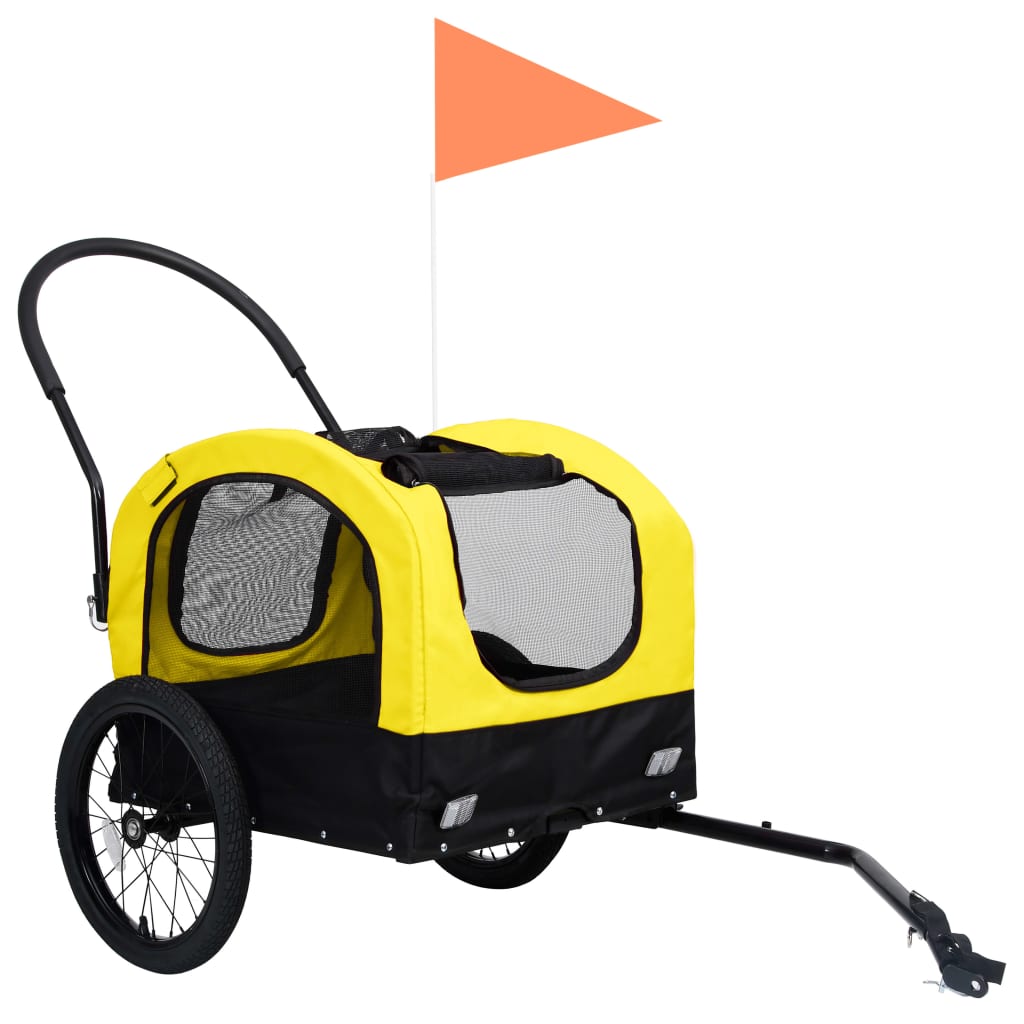 vidaXL 2-in-1 Fahrradanhänger für Hunde und Buggy Gelb und Schwarz