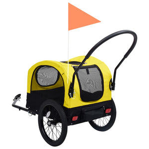 vidaXL 2-in-1 Fahrradanhänger für Hunde und Buggy Gelb und Schwarz