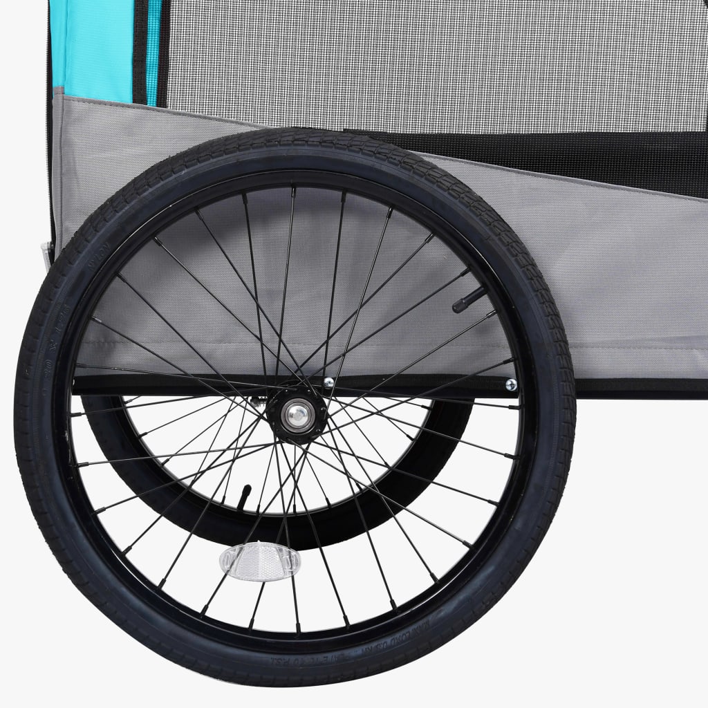 vidaXL 2-in-1 Fahrradanhänger für Hunde und Buggy Blau und Grau