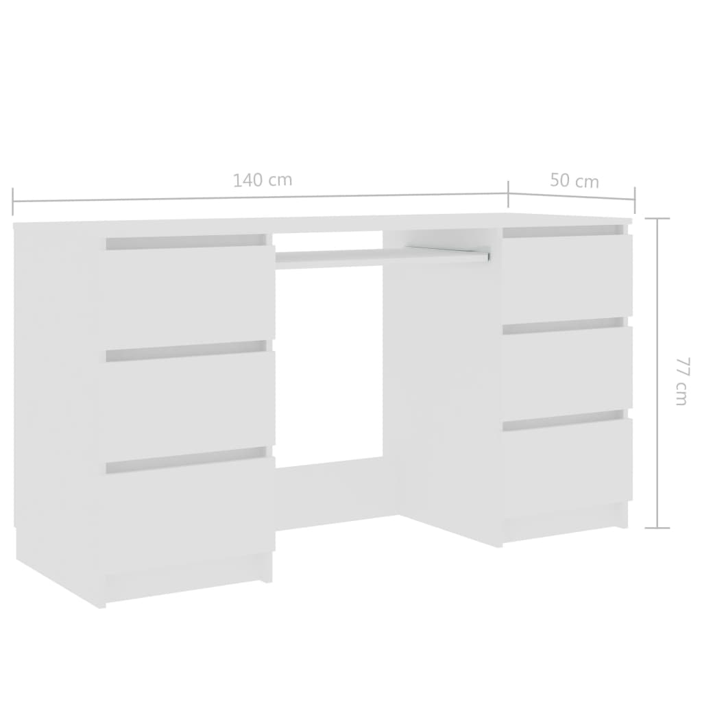 vidaXL Schreibtisch Weiß 140x50x77 cm Holzwerkstoff