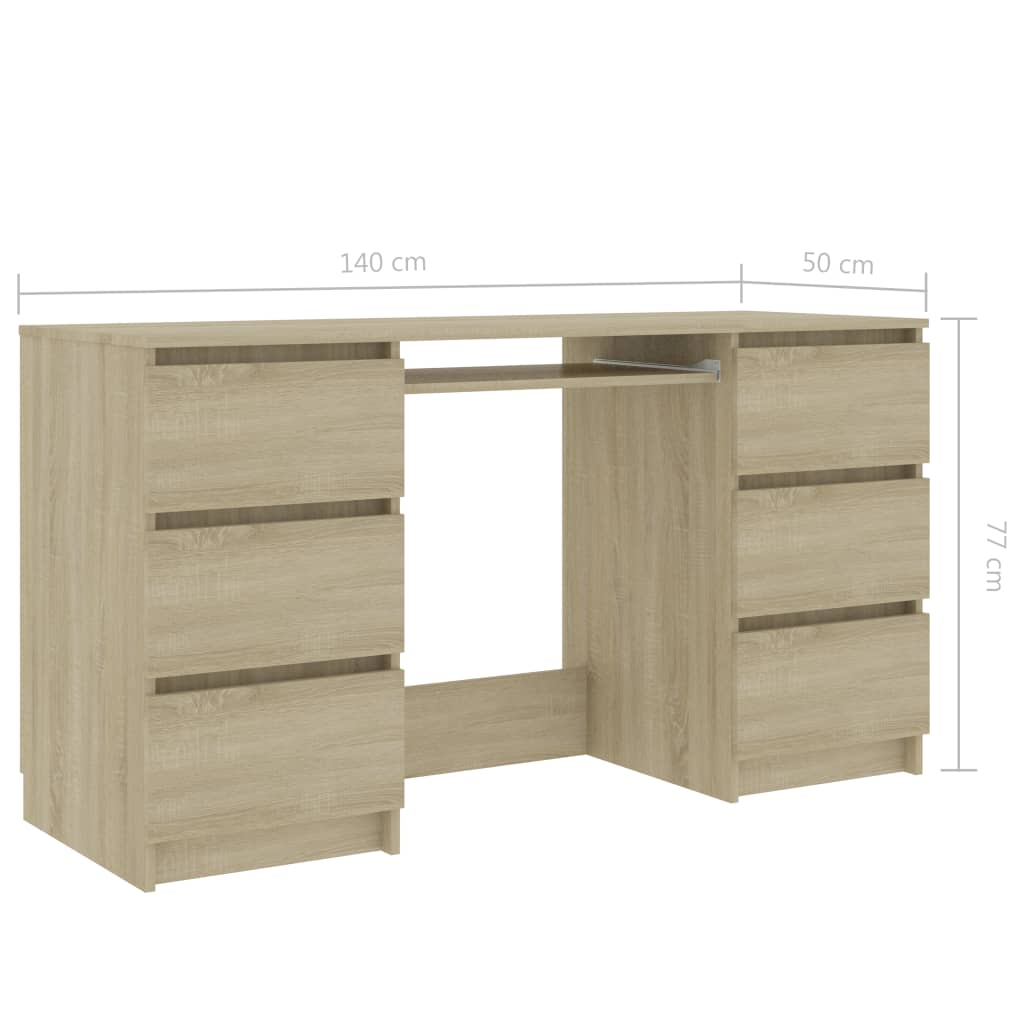 Schreibtisch Sonoma-Eiche 140x50x77 cm Holzwerkstoff Stilecasa