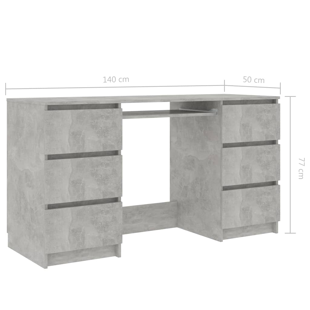 Schreibtisch Betongrau 140x50x77 cm Holzwerkstoff Stilecasa