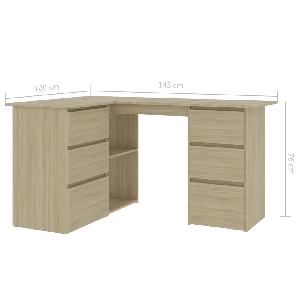 Eckschreibtisch Sonoma-Eiche 145x100x76 cm Holzwerkstoff Stilecasa