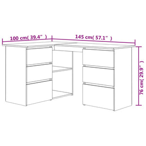 Eckschreibtisch Sonoma-Eiche 145x100x76 cm Holzwerkstoff Stilecasa