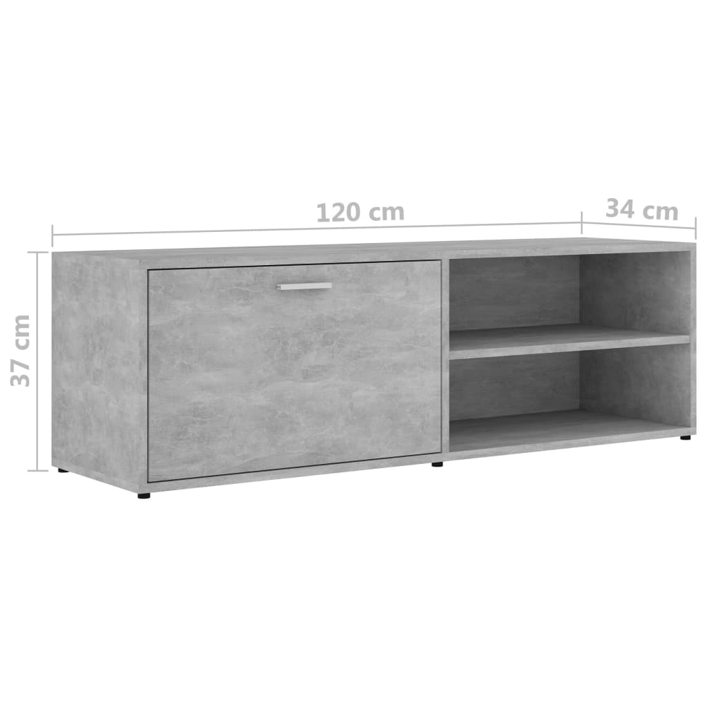 vidaXL TV-Schrank Betongrau 120x34x37 cm Holzwerkstoff