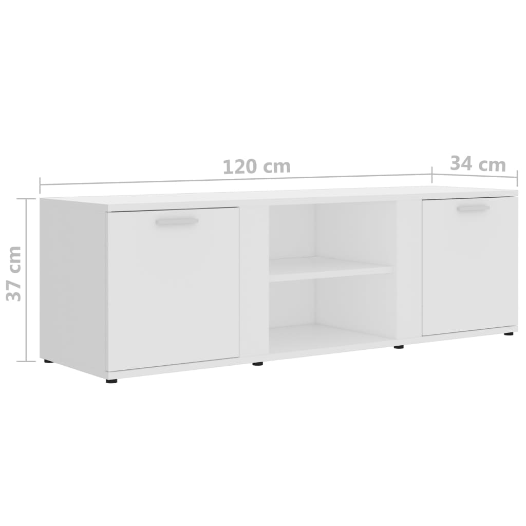 vidaXL TV-Schrank Weiß 120x34x37 cm Holzwerkstoff