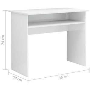 Schreibtisch Hochglanz-Weiß 90x50x74 cm Holzwerkstoff Stilecasa