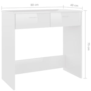 Schreibtisch Hochglanz-Weiß 80x40x75 cm Holzwerkstoff Stilecasa