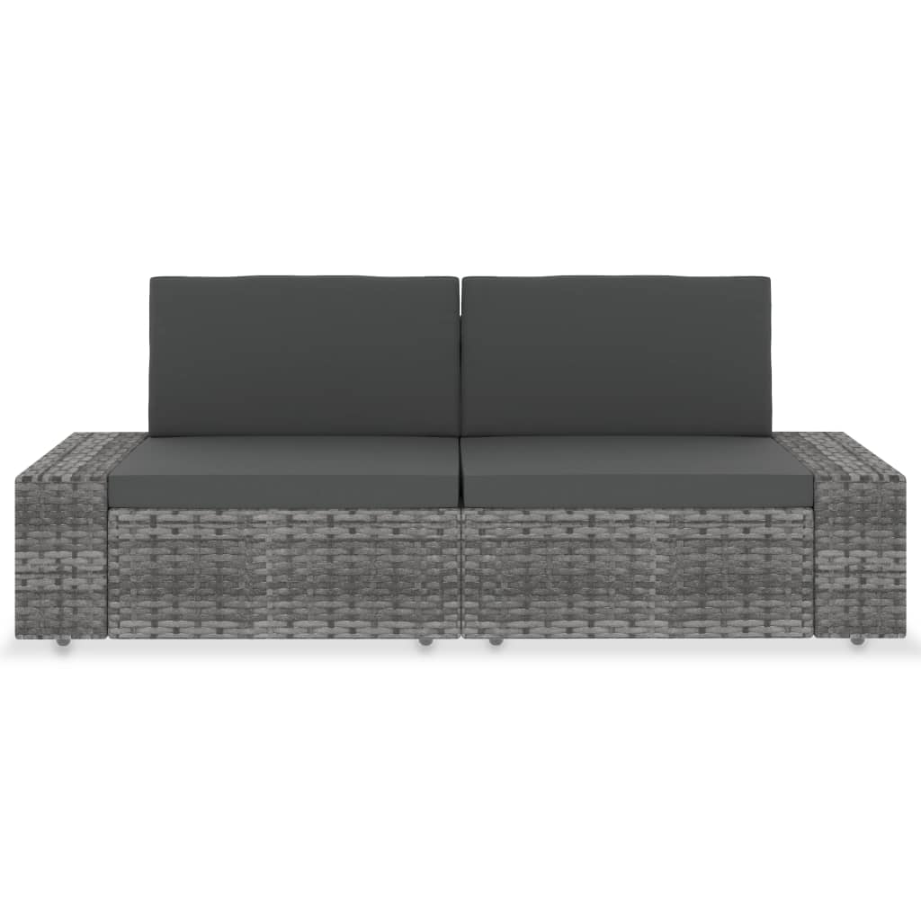 vidaXL Modulares 2-Sitzer-Sofa Poly Rattan Grau