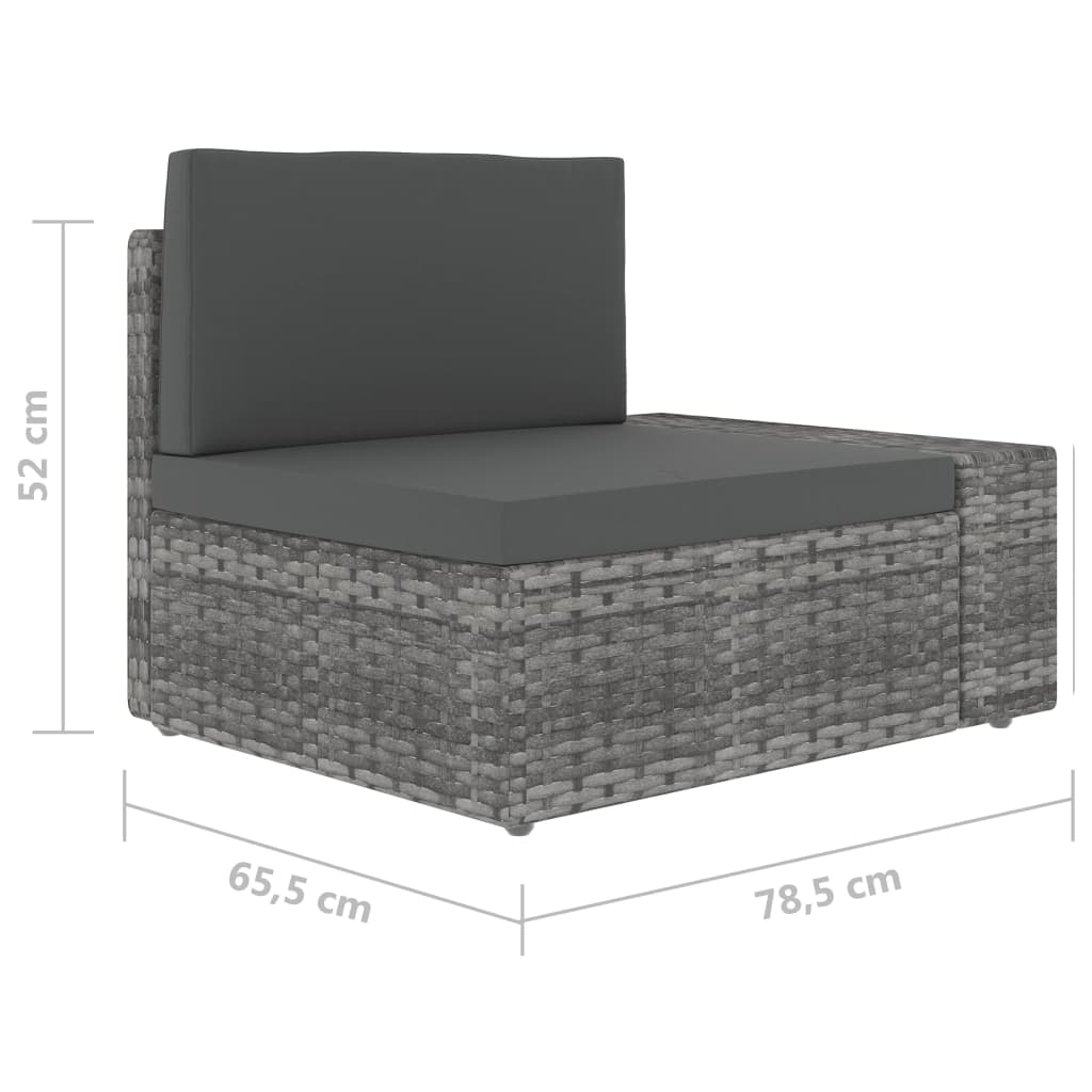 vidaXL Modulares 2-Sitzer-Sofa Poly Rattan Grau