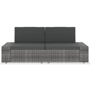 vidaXL Modulares 2-Sitzer-Sofa Poly Rattan Grau