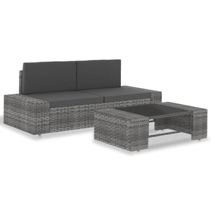 vidaXL 3-tlg. Garten-Lounge-Set Poly Rattan Grau