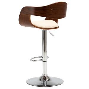 Barhocker 2 Stk. Creme Bugholz und Kunstleder