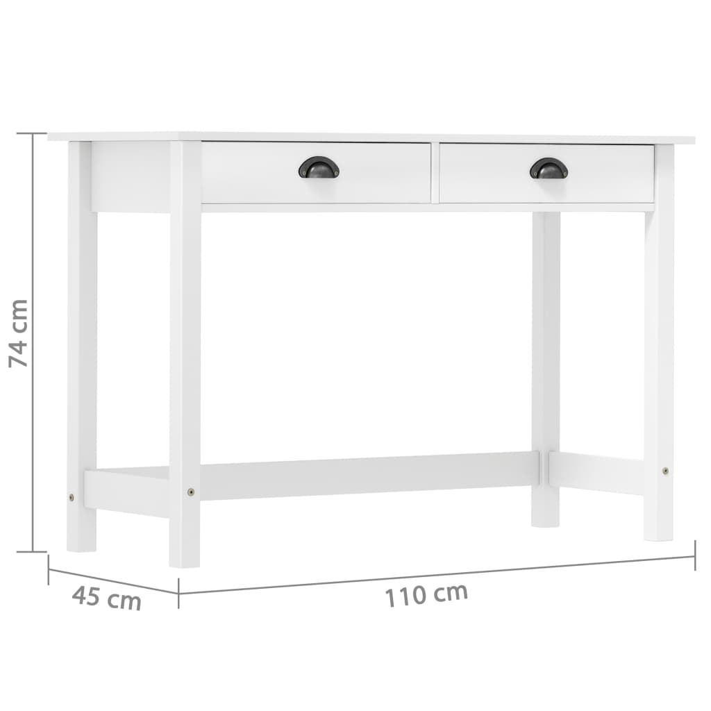 vidaXL Konsolentisch Hill mit 2 Schubladen 110x45x74 cm Kiefernholz