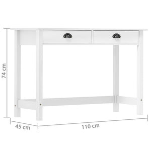 vidaXL Konsolentisch Hill mit 2 Schubladen 110x45x74 cm Kiefernholz