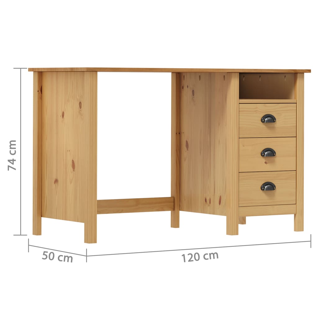 Schreibtisch Hill mit 3 Schubladen 120×50×74 cm Kiefernholz Stilecasa