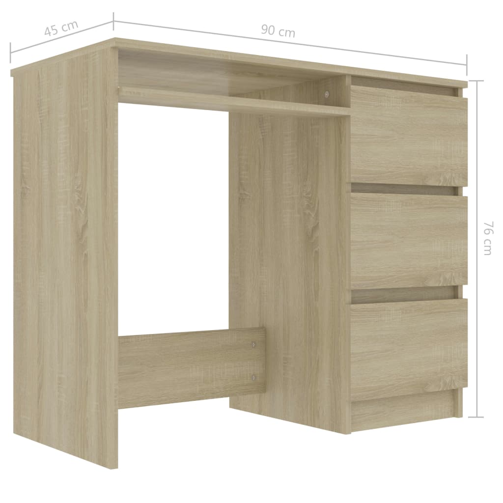 vidaXL Schreibtisch Sonoma-Eiche 90x45x76 cm Holzwerkstoff