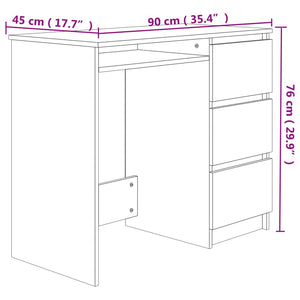 vidaXL Schreibtisch Sonoma-Eiche 90x45x76 cm Holzwerkstoff